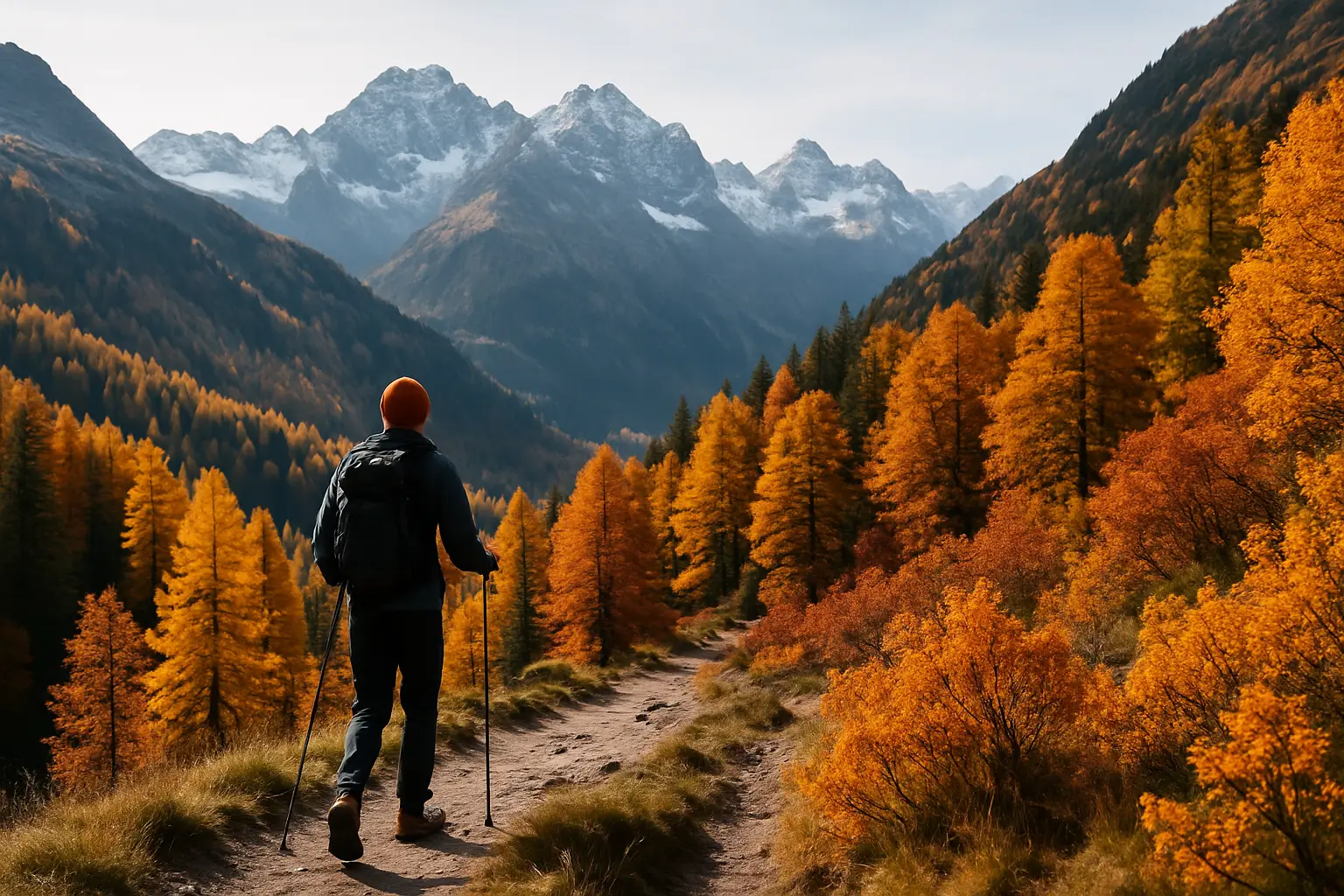 Herbstwanderung in den Alpen zur Laubfärbung