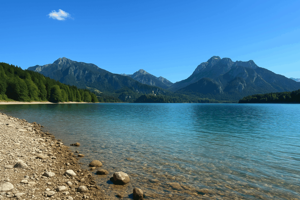 Allgäu Wanderroute um den Forggensee in Füssen.
