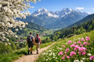 Frühlingswanderung in Bayern mit Blüten